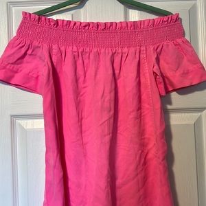Vineyard Vines off the shoulder fluorescent pink dress, size xs